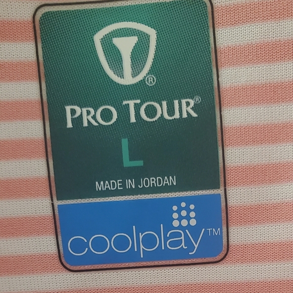 Pro Tour Pink Striped Polo Shirt - Picture 2 of 4